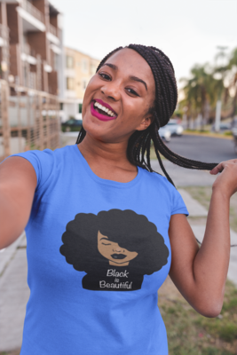 Black Is Beautiful Shirt – Full Afro Hair Graphic Tee for Women | Proud Black Girl Magic T-Shirt"