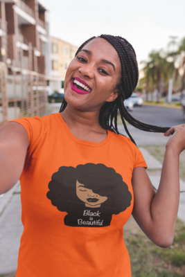 Black Is Beautiful Shirt – Full Afro Hair Graphic Tee for Women | Proud Black Girl Magic T-Shirt"