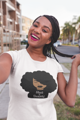 Black Is Beautiful Shirt – Full Afro Hair Graphic Tee for Women | Proud Black Girl Magic T-Shirt"