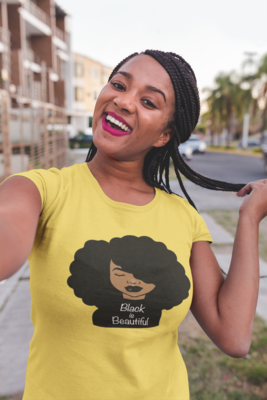 Black Is Beautiful Shirt – Full Afro Hair Graphic Tee for Women | Proud Black Girl Magic T-Shirt"