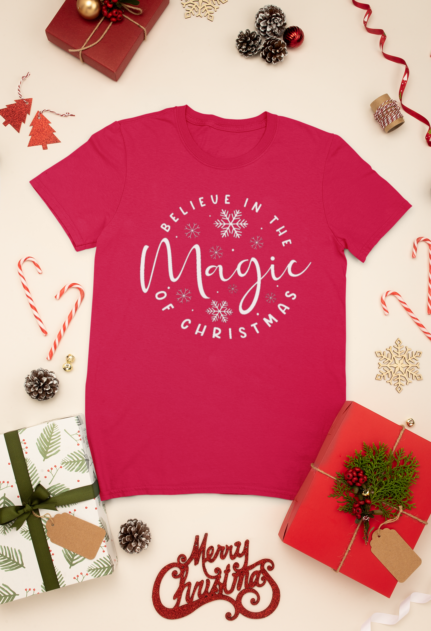 Believe in the Magic of Christmas Shirt | Festive Holiday Graphic Tee | Winter Snowflake Christmas Shirt