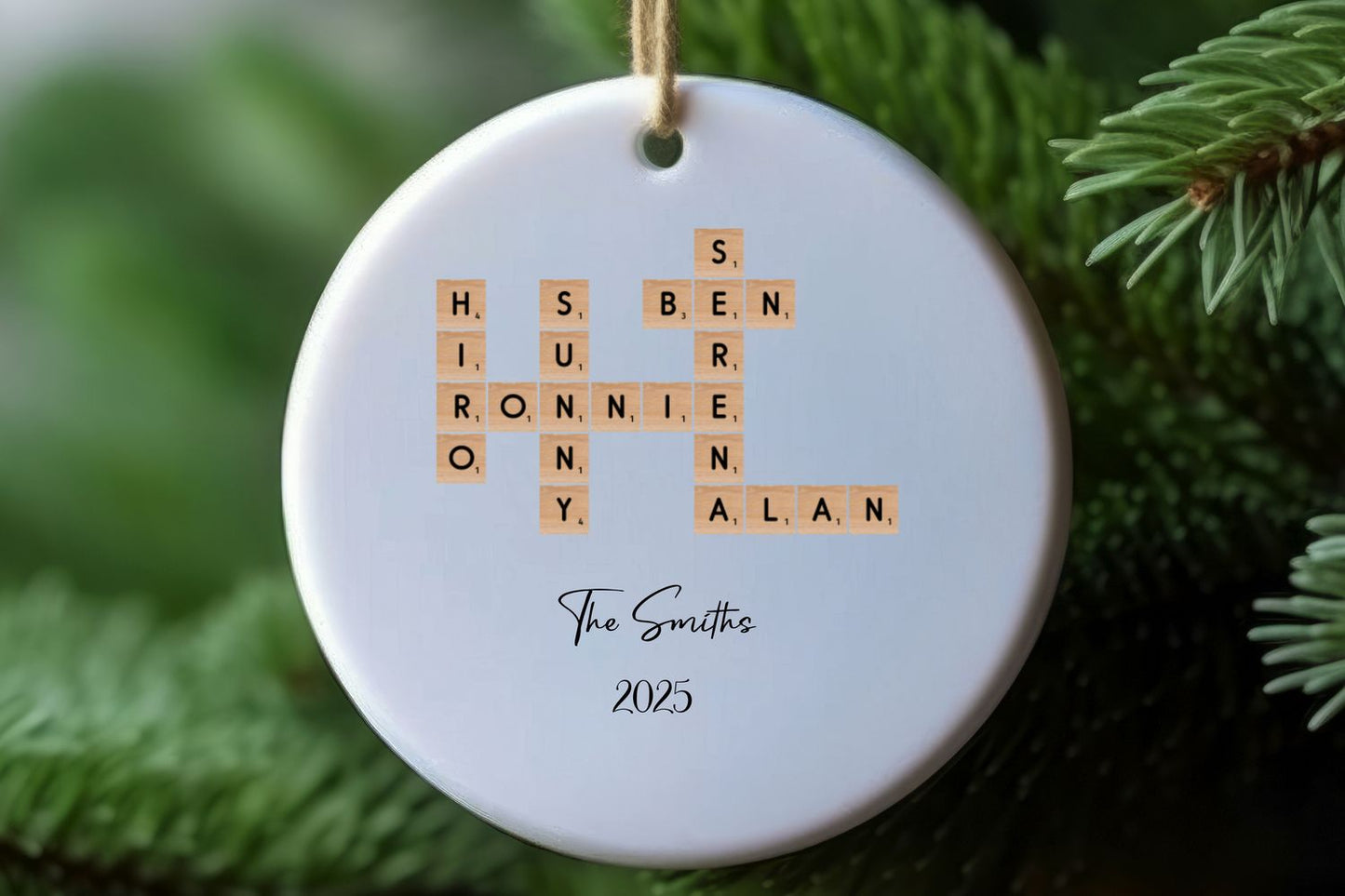 Family Crossword Name Ornament – Personalized Ceramic Keepsake
