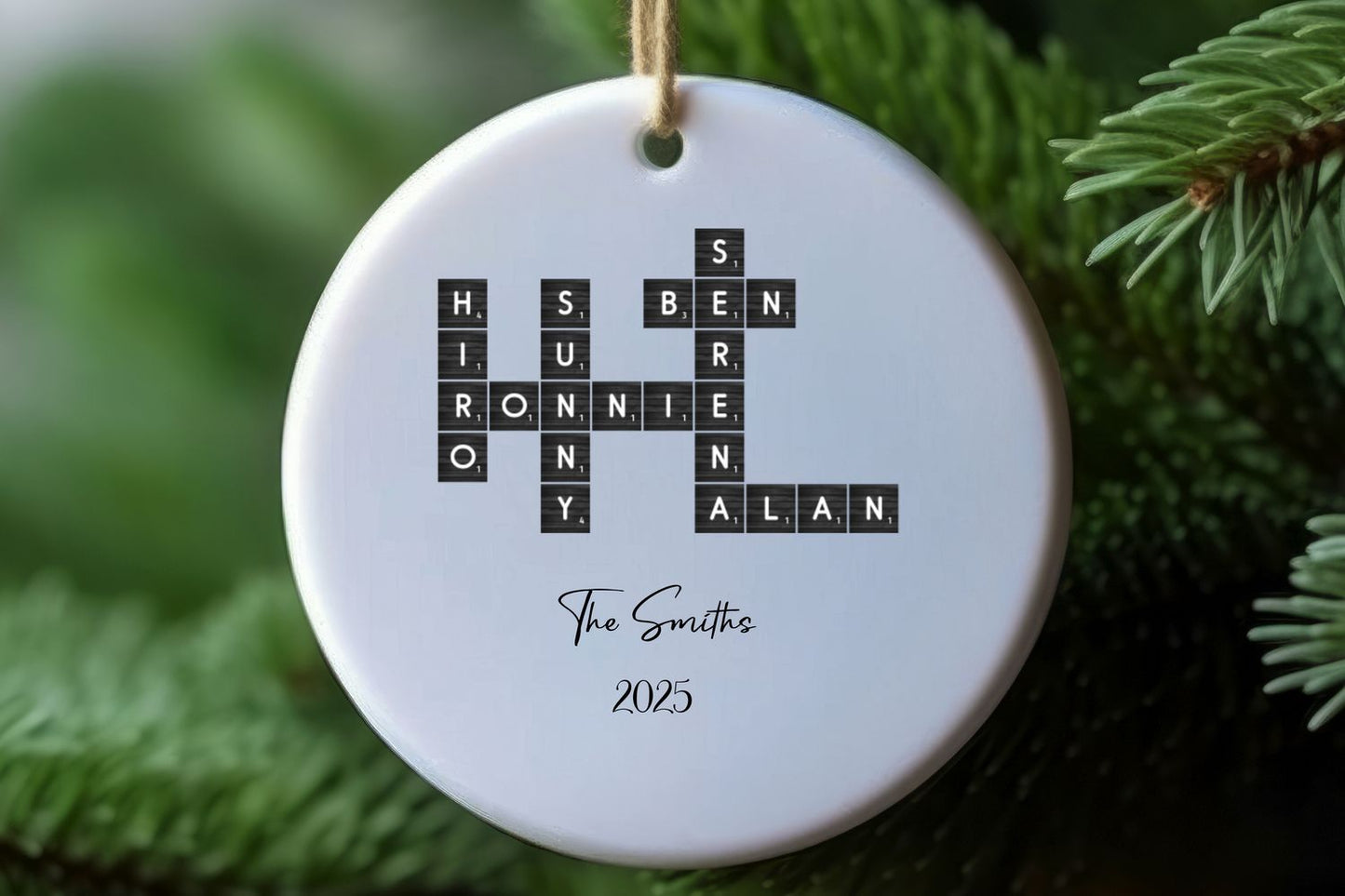 Family Crossword Name Ornament – Personalized Ceramic Keepsake