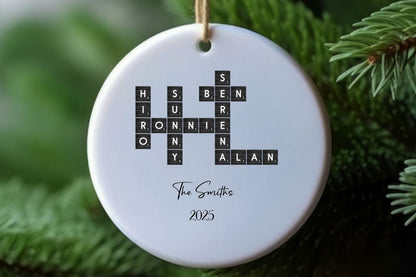 Family Crossword Name Ornament – Personalized Ceramic Keepsake