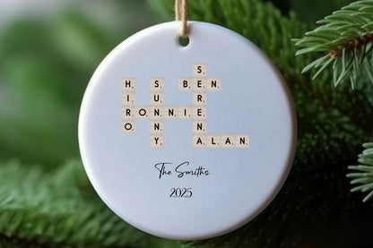 Family Crossword Name Ornament – Personalized Ceramic Keepsake