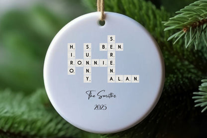 Family Crossword Name Ornament – Personalized Ceramic Keepsake