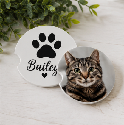 Custom Photo Ceramic Car Coaster – Personalized Car Cup Holder Insert with Your Photo