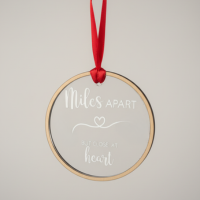 “Miles Apart, Close at Heart” Personalized Long-Distance Christmas Ornament | Custom State Map Keepsake