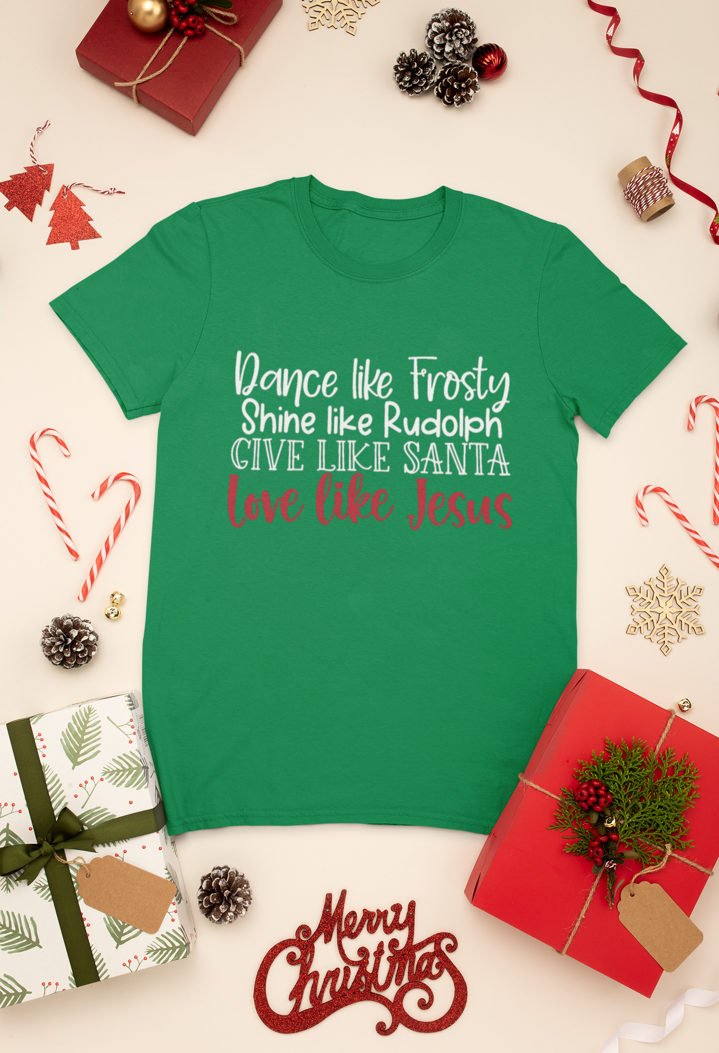 Dance Like Frosty Love Like Jesus Shirt | Faith & Fun Christmas Tee | Christian Holiday Graphic T-Shirt