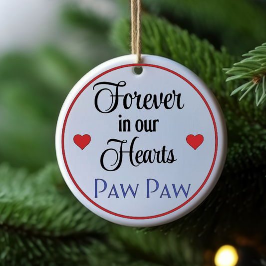 Forever in Our Hearts Ornament | Personalized Memorial Keepsake | Remembrance Christmas Tree Ornament