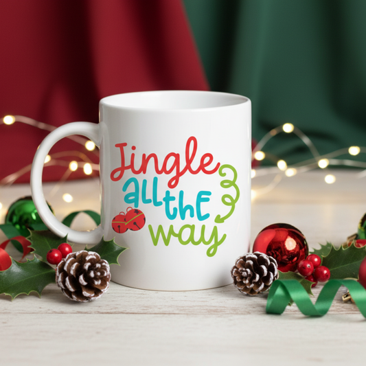 Jingle All the Way Mug | Christmas Coffee Cup | Festive Holiday Hot Cocoa Mug