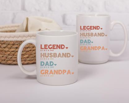 Legend Husband Dad Grandpa Mug – Father's Day Gift for Him | Custom Coffee Cup for Dad or Papa