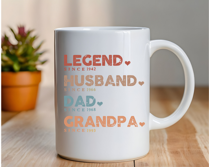 Legend Husband Dad Grandpa Mug – Father's Day Gift for Him | Custom Coffee Cup for Dad or Papa
