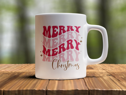 Retro Merry Christmas Mug – Vintage Holiday Mug – Festive Coffee Cup