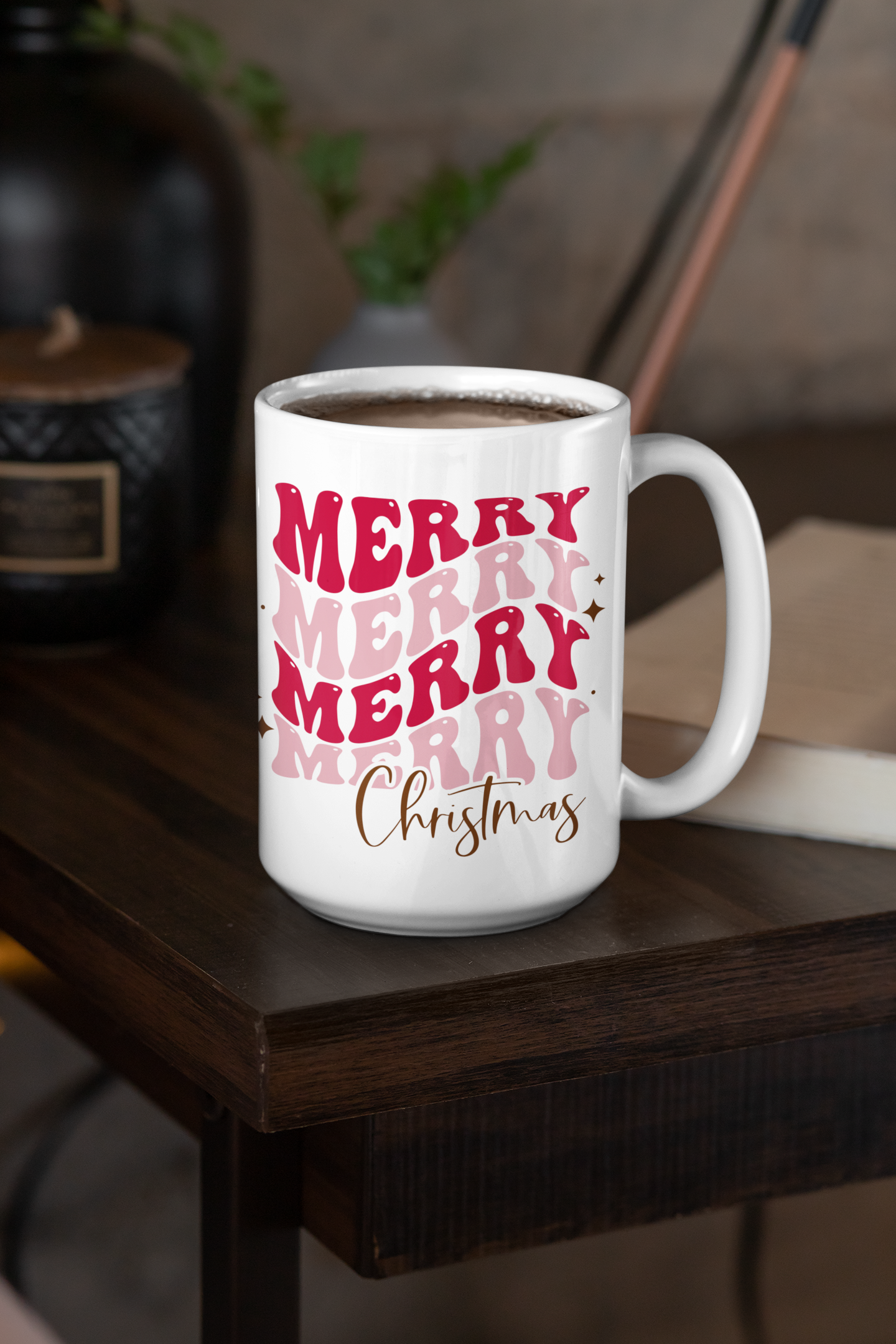 Retro Merry Christmas Mug – Vintage Holiday Mug – Festive Coffee Cup