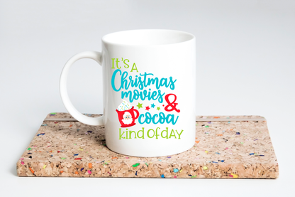 Christmas Movies & Cocoa Mug | Festive Holiday Coffee Cup | Hot Chocolate and Movie Night Mug
