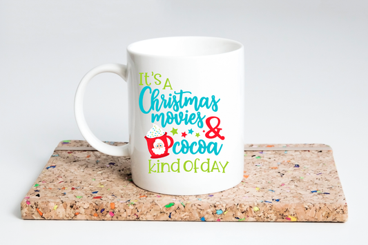 Christmas Movies & Cocoa Mug | Festive Holiday Coffee Cup | Hot Chocolate and Movie Night Mug