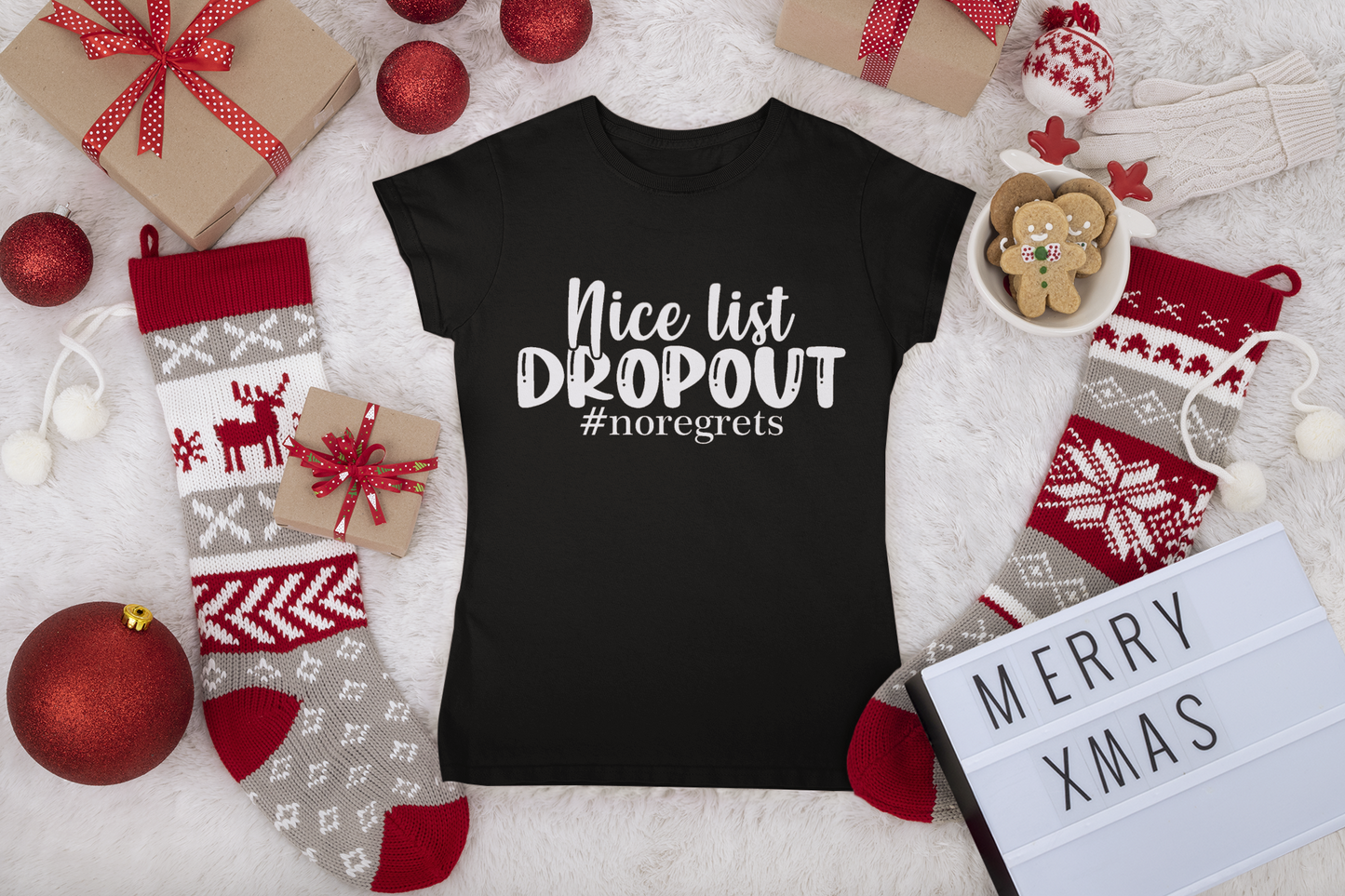 Nice List Dropout Shirt | Funny Christmas Tee | Naughty List Holiday Humor T-Shirt