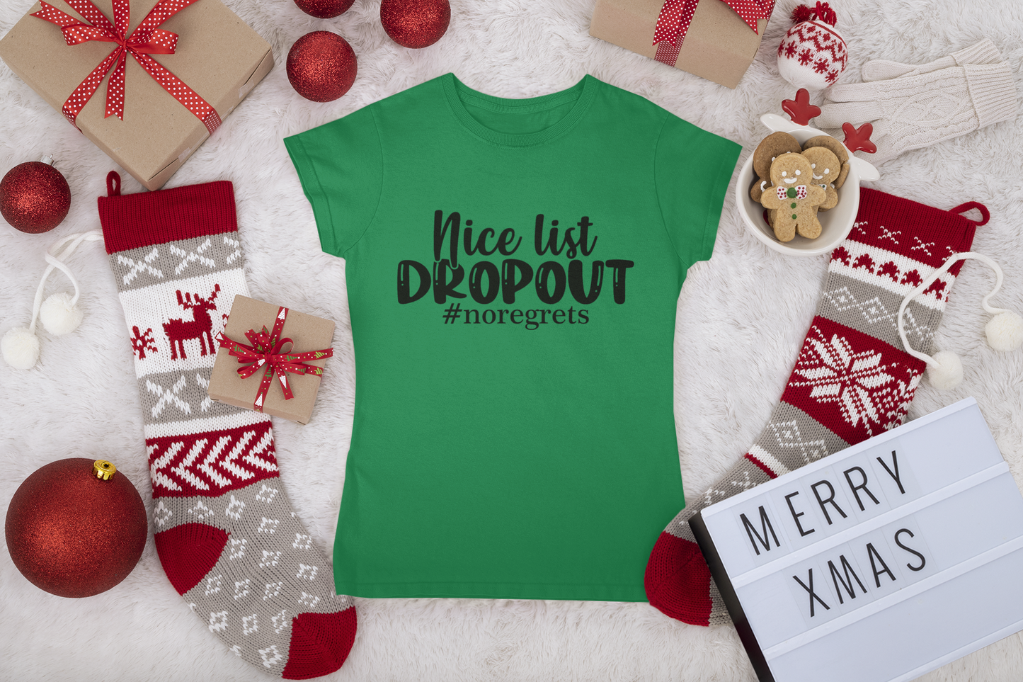 Nice List Dropout Shirt | Funny Christmas Tee | Naughty List Holiday Humor T-Shirt