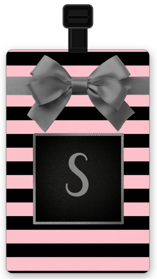 Personalized Pink & Black Glam Monogram Luggage Tag
