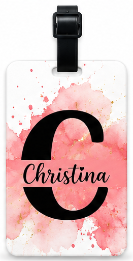Personalized Watercolor Monogram Luggage Tag