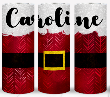 Santa Suit Christmas Tumbler – 20 oz Skinny Stainless Steel | Festive Holiday Drinkware Gift