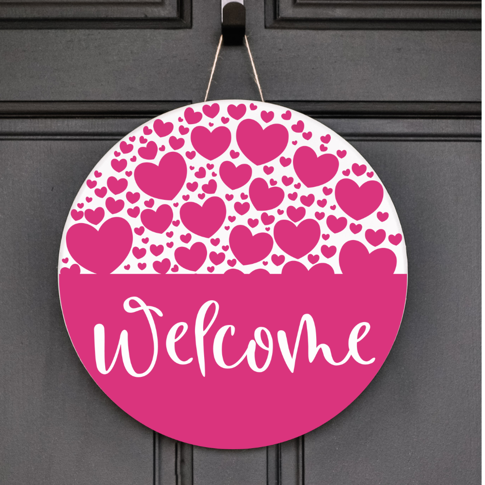 Valentine’s Day Welcome Door Sign – Heart-Themed Love Decor for Front Porch