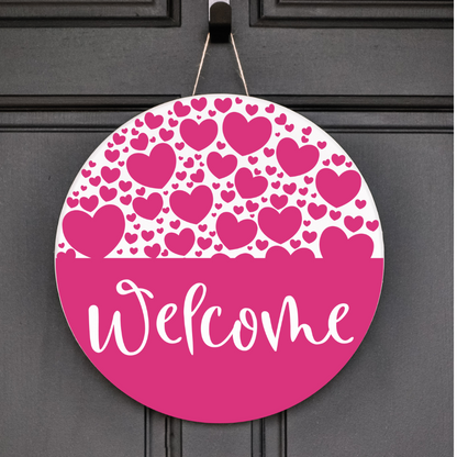 Valentine’s Day Welcome Door Sign – Heart-Themed Love Decor for Front Porch
