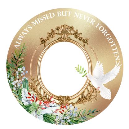 Always Missed But Never Forgotten Memorial Ornament – Personalized Photo Keepsake (Gold or Blue)